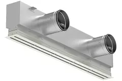 Aluminum line grille with 1 adjustable perforated panel – 1250 mm – RAL 9010 + insulated plenum with airflow control damper