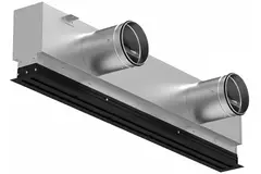 Aluminum line grille with 1 adjustable perforated panel – 1250 mm – RAL 9005 + insulated plenum with airflow control damper