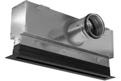 Aluminum line grille with 1 adjustable perforated panel – 500 mm – RAL 9005 + insulated plenum with airflow control damper