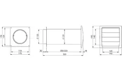 Through-wall ventilation kit SPK4 Ø125mm with moveable blades