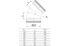 Round spiral bend 45° Ø 315mm for spiral duct
