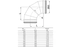 Round spiral bend 90° Ø 315mm for spiral duct