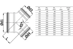 Y-piece 45° Ø 125mm - 100mm for spiral duct