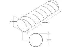 Spiral pipe diameter 250 mm length 1.5 metres - round galvanised