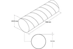 Spiral pipe diameter 315 mm length 1.5 metres - round galvanised