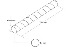 Spiral pipe diameter 100 mm length 1.5 metres - round galvanised