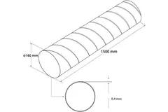 Spiral Pipe, Ø 160 mm, 1.5 meters long - Galvanized