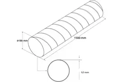 Spiral pipe diameter 180 mm length 1.5 metres - round galvanised