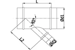 T-piece Ø 200mm with spigot Ø 100mm for spiral duct (45°)