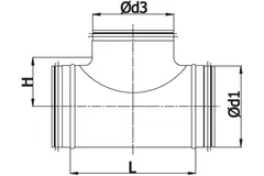 T-piece Ø 80mm with spigot Ø 80mm for spiral duct (90°)