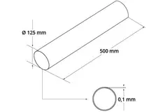 Round plastic ventilation duct Ø125 mm L= 0,5 meter A125-0.5