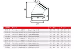 Thermoduct insulated 45 degree elbow bend diameter 250 mm