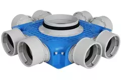 UniflexPlus ventilation sub-distribution box 8x Ø90 mm with spigot Ø125 mm