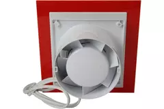 Air Roxy bathroom extractor fan with connection diameter 100 mm with pull cord and power plug - front panel in red plastic