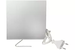 Bathroom extractor fan Ø 100 mm with pull cord and power plug - front panel in satin silver glass