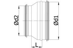 Reducer from Ø 180 mm - Ø 125 mm for spiral duct