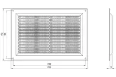 Ventilation grille plastic rectangular 250x170 black - VR2517M