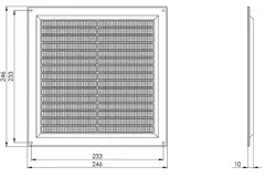 Ventilation grille plastic rectangular 250x250 black - VR2525M