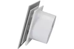 Bathroom extractor fan Ø 100 mm with pull cord and power plug - front panel in satin silver glass